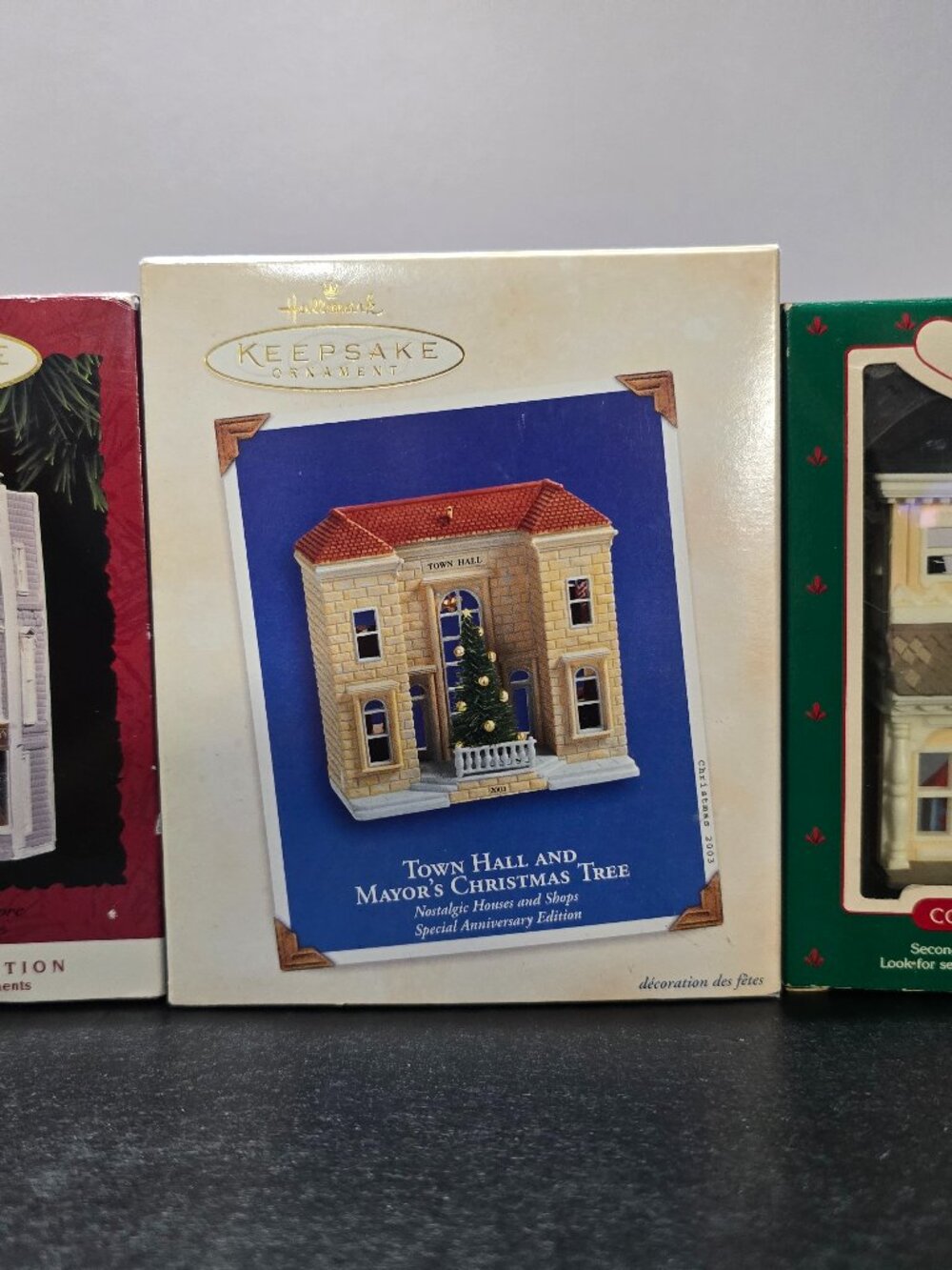 Hallmark Tannenbaum's, Toy Shop & Town Hall Mayor's Tree Ornaments Lot of 3